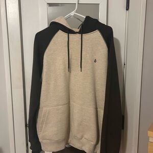 Volcom Two-Tone Beige and Black Hoodie